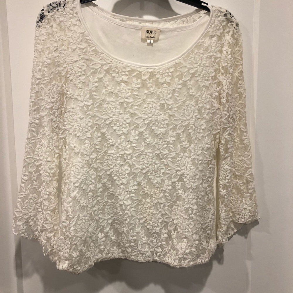 White lace bell sleeve top